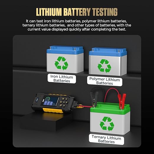 AUTOOL Car Battery Tester 12V 24V Automotive Battery Load Tester 30-2000 CCA, Battery Tester with Printer, Support Lithium Battery, Cranking & Charging & Leakage Test, Data Review Protection