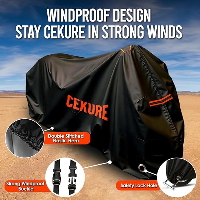 Your Ride! Heavy Duty Motorcycle Cover Waterproof Outdoor 210 Oxford Fabric with Heat Sealed Seams Ultra Waterproof Fits up to 88.6" All Weather Scooter Cover for Sport Bike with Carry Bag