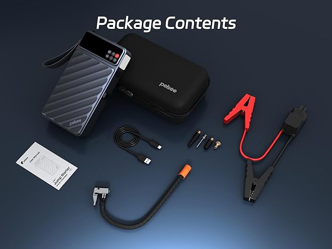 Pelsee 3500A Jump Starter with Air Compressor, 20000mAh&160PSI Portable Car Battery Jump Starter, 12V Battery Pack (10L Gas 8L Diesel Engine) with 18W Fast Charge, LED Light, Jumper Cables