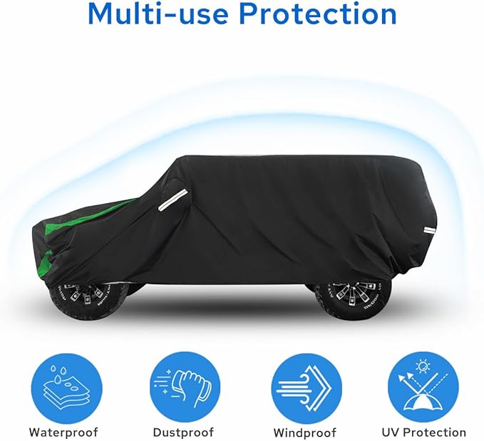 Avecrew for Jeep Wrangler Cover Waterproof 2 Door, All Weather for Jeep Rain Cover for Automobiles, Outdoor Full Exterior for Jeep Covers Fits JK JL TJ YJ CJ （Green）
