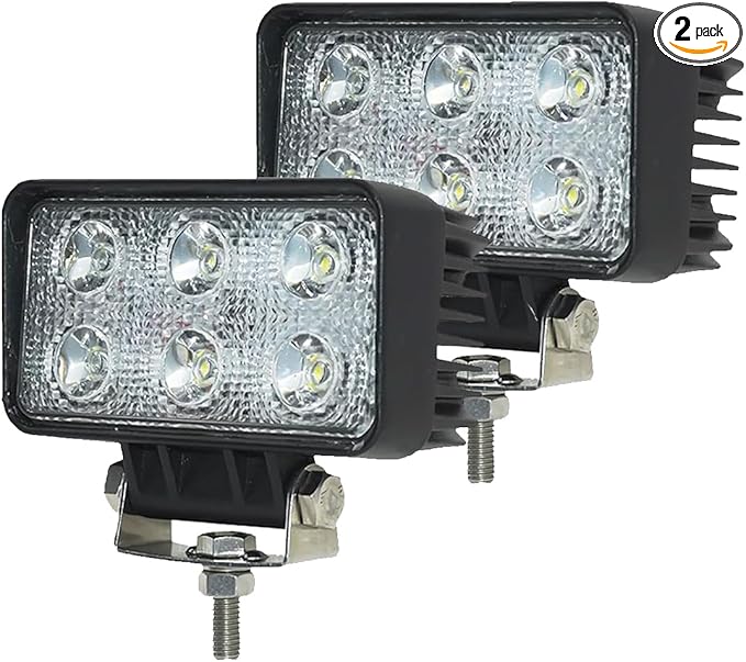 2PACK 18W Rectangle High Power 12/24 volt LED Work Light, 2400LM Foglight Waterproof Flood Driving Light for Tractor,Truck,ATV,Boat, 4x4 Offroad