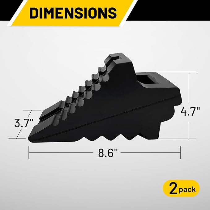 ROBLOCK Solid Rubber Wheel Chocks Heavy Duty Trailer Chock, G.V.W. Up to 4T, 2 Pack Black, 8.6" L x 3.7 W x 4.7" H for Car, Travel Trailers, RV, Truck, and ATV, for All Weather Use