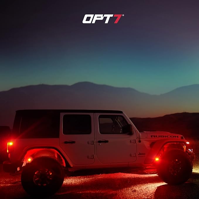 OPT7 Photon RGB LED Magnet Rock Lights with APP & Remote Control, 4 Black Pods Wide Angle Multicolor Neon Underglow Lighting Kit with Extension Wire, IP68 Waterproof for Offroad Truck Jeep RZR ATV UTV