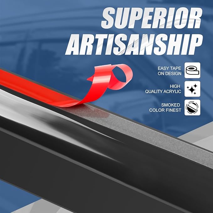 Auto Dynasty Set of 4 Carbon Fiber Pattern Window Visors Compatible with 2001-2012 Ford Escape Mazda Tribute Mercury Mariner, Tape-On Rain Guards Shield Vent Shade Deflector Glossy Black