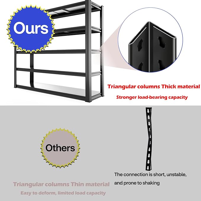 Garage Shelving Heavy Duty - 59 * 20 * 79in(L*W*H) Extra Large Metal Shelving Units and Storage for 2000lbs, 5tier Adjustable Basement Storage Industrial Shelves Pallet Racking Organizer