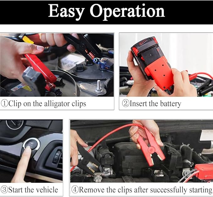 Jumper Cables alligator clips Compatible with Mil.waukee M18 18V Batteries, Silicone wire 8AWG 2FT Automotive Booster Cables for Jump Starting Tool Battery, Temperature resistance 392℉ 200℃