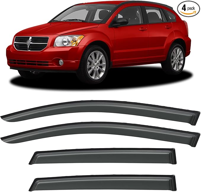 Window Visors Rain Guards for 2007-2012 Dodge Caliber, Out-Channel Window Vent Wind Deflectors Visors Shades for 07-12 Dodge Caliber