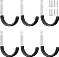 Heavy Duty Steel Garage Hooks,Garage Storage Utility Hooks,Heavy Duty Garage Garden Tool Organizer,Steel Wall Mount Hooks, Garden Hose Hanger, Small U Hooks (Black 6 Pack)