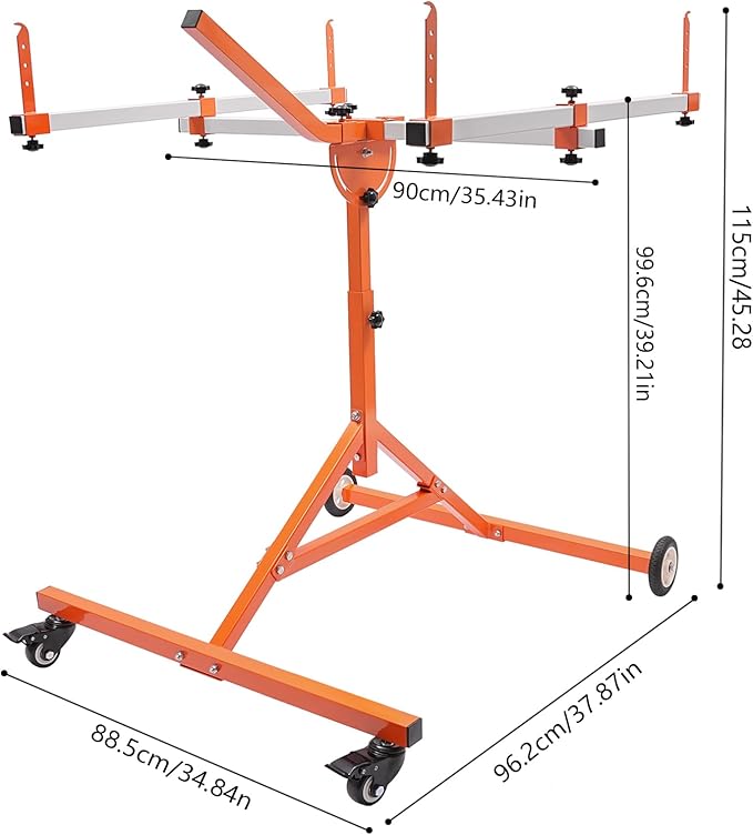 Automotive Rotating Painting Stand Multifunction Freestanding Paint Holder with Wheels for Painting Or Repairing Light Sheet Metal, Automotive Sheet Metal, Hoods, Wings, Bumpers (35.4*37.8*45.2in)