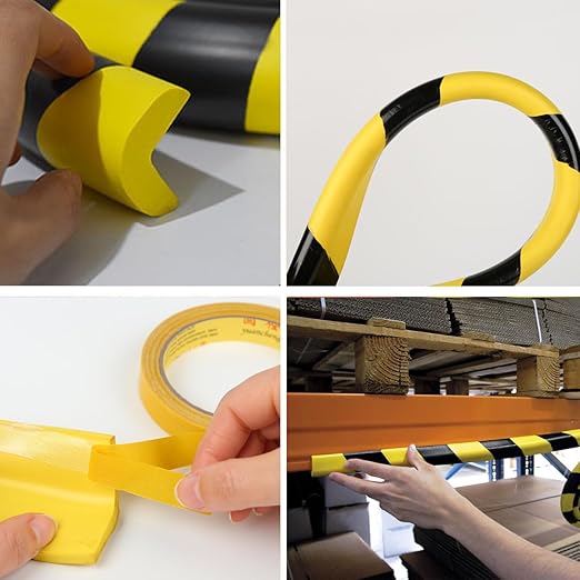 Heavy-Duty Wall & Corner Guards – 5M Self-Adhesive NBR Rubber Protection with Yellow/Black Stripes for Parking Columns & Garage Safety