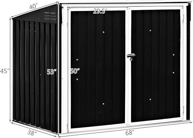 Goplus 6' x 3' Outdoor Storage Shed, Multi-Purpose Galvanized Steel Garden Shed with Air Vent and Lockable Door, Tool Storage Shed for Backyard, Patio & Lawn