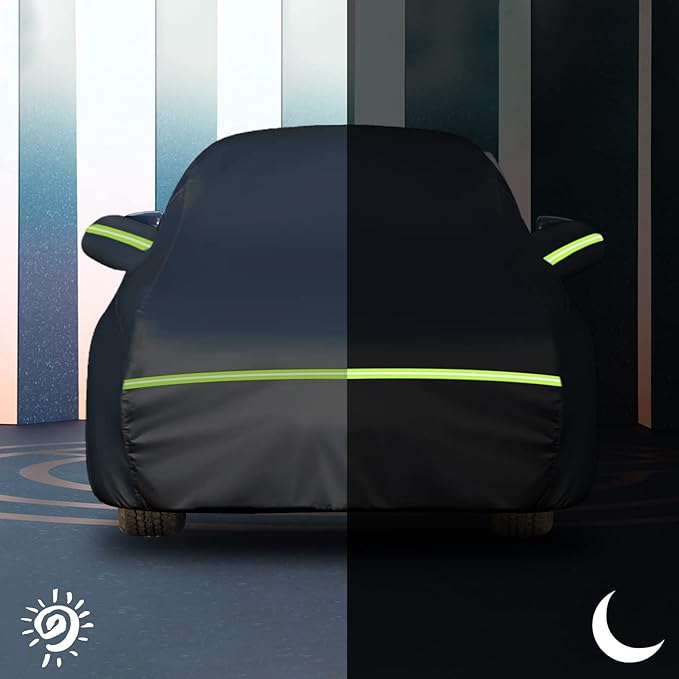 Full Car Cover for Jeep Grand Cherokee All Weather Waterproof Windproof 6 Layer Full SUV Car Covers Custom Fit for 2011-2025 Jeep Grand Cherokee WK2 with Door Zipper and Storage Bag (Up to 193” L)