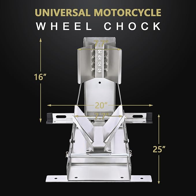 CXRCY Motorcycle Wheel Chock Stand,Anti-Rust Stainless Steel Motorcycle/Trailer Stop,3300LBS Load Capacity