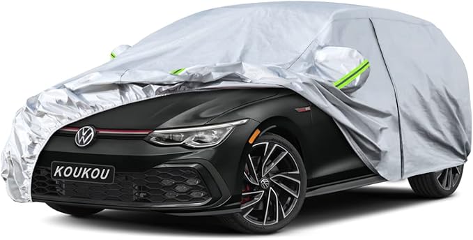 KouKou Hatchback Car Cover Waterproof All Weather Outdoor for Automobile Protection, Fit VW Golf GTI, Toyota Matrix, Audi A3,Ford Focus, Honda Fit, etc. (Length up to 178 inches)
