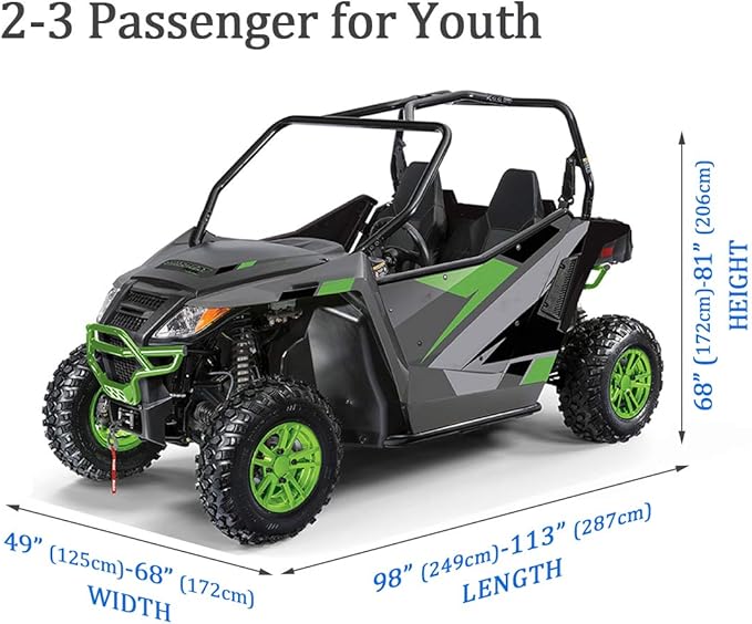 UTV Cover for 2 Seater Black Deluxe Waterproof Oxford Material 114’’x60’’x75’’ Utility Side by Sides Cover (Smaller 2-3 Passenger, Black & Silver)