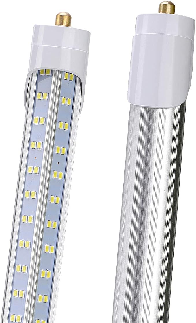 20 Pack, 8 Foot LED Bulbs, 150W 19000lm 6000K, Super Bright, T8 T10 T12 LED Tube Lights, 4 Rows V Shape, FA8 Single Pin LED Lights, Clear Cover, 8 Foot LED Bulbs to Replace Fluorescent Light Bulbs