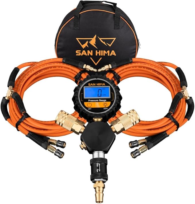 SanHima 4 Tire Inflation Deflation System - Fits up to 200" Wheelbase, Fast High Flow 4-Way Air Down Tire Inflator Deflator for Truck Car Trailer Motocycle