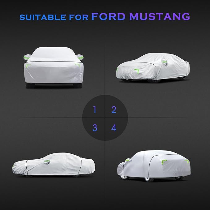 Car Cover Custom Fit for Ford Mustang 1994-2025,Chevy Camaro 2010-2025,6 Layers Truck Cover Waterproof All Weather for Automobiles,Outdoor Full Exterior Cover,Rain, Sun, Wind Protection,Silver