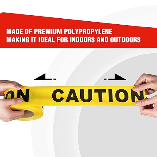 Goldblatt Caution Tape, 2 Pack Yellow Caution Tape Roll, 3 Inch x 1000 Feet, Warning Safety Tape with Bold Black Font for Construction Location/Hazardous Areas or Halloween Decorations
