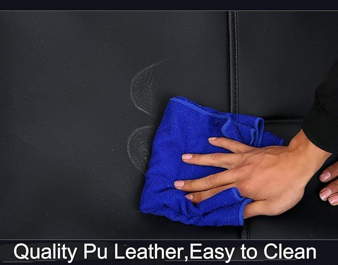 Seat Covers Full Set, Waterproof Leather Seat Covers for Cars, 5 Seats Universal Car Seat Protectors, Black Car Seat Covers Car Seat Cushions Fit for Most Cars (Black)