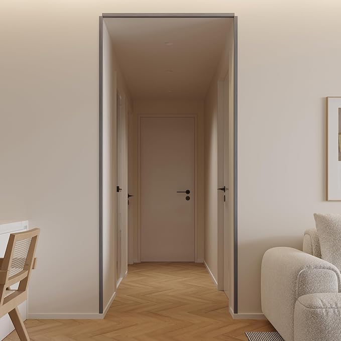 Wall Corner Protector 6PCS 45" Corner Molding Trim Grey Wood Grain Corner Trim Decorative Strips for Door and Window Frames Mirror Edges Ceramic Tiles, and Wooden Wall Edges.