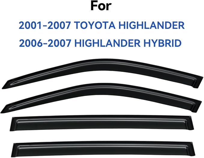 Window Visors Rain Guards Shield for 2001-2007 Toyota Highlander, Out-Channel Window Vent Wind Deflectors Visors Shades for 06 07 Highlander Hybrid