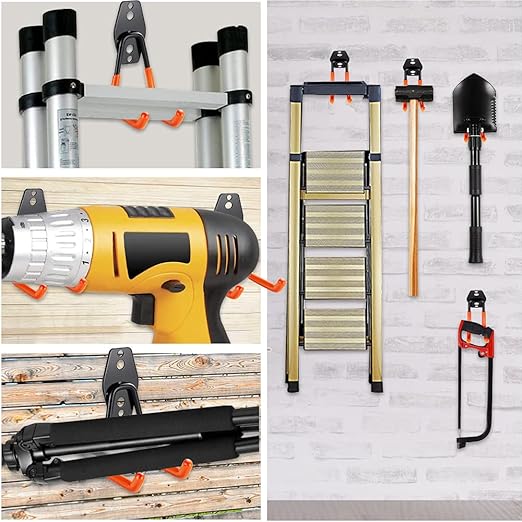 3-H Heavy Duty Garage Hooks [8 Pack] - 3-Round Welding Tech Holds 22lbs More - Thickened Steel Wall Mount for Ladders, Tools & Storage - Rustproof Utility Hardware