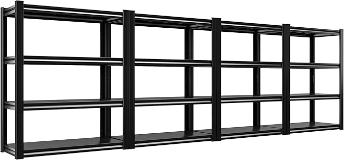 Raybee 40" W Garage Shelving 2000 LBS Storage Shelves 4 Tier Heavy Duty Shelving Adjustable Metal Shelves for Garage,Basement, Warehouse, 40" W x19 D x57 H, 4Pack