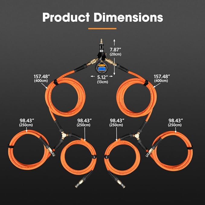 SanHima 4 Tire Inflation Deflation System - Fits up to 200" Wheelbase, Fast High Flow 4-Way Air Down Tire Inflator Deflator for Truck Car Trailer Motocycle