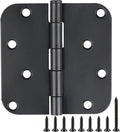4 in x 4" Black Door Hinges 12 Pack Matte Black Door Hinges 4 Inch Exterior Interior Door Hinge for Doors,Standard,Stall,Back,Heavy Duty Hollow Core,Front Door Hardware Black 5/8" Radius Round Hinge