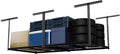 The Atlas Pro 4 x 8 ft Overhead Garage Storage Rack, Ultra Duty 1250lbs Weight Capacity, Adjustable Height 26"-48", Hammertone