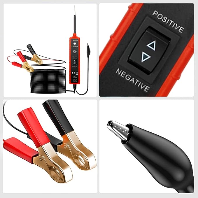 Power Circuit Probe Tester, 6-24V DC Circuit Tester, Test Light Automotive Short Circuit Located, Polarity Identify with LED Light Overload Protection