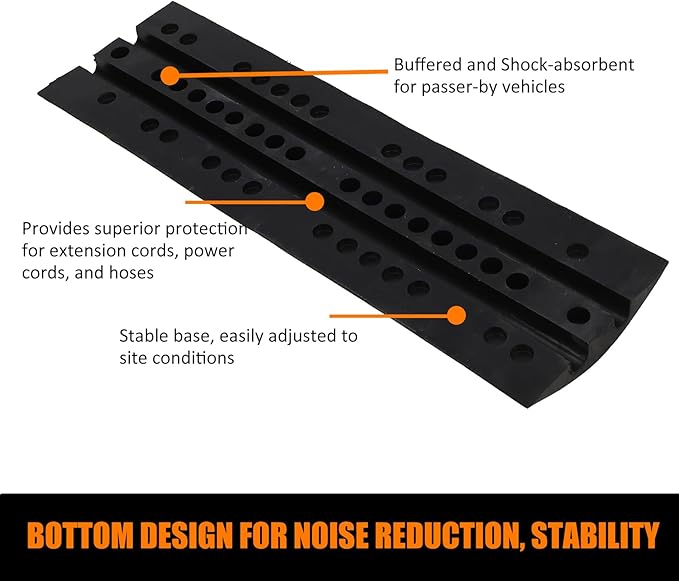 3.3 Ft Rubber Speed Bump, 2 Pack 2 Channel Modular Heavy Duty Speed Bumps Humps 25000 lbs Load Capacity, Cable Protector Ramp for Asphalt Concrete Gravel Driveway Road