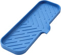 Silicone Bathroom Soap Dishes with Drain Spout-Bathroom and Kitchen Sink Organizer,Sponge Holder,Dish Soap Tray,Perfect for Dispenser,Scrubber,Bottle,Cup on Sink or Counter-Lichen Blue 12"×4"
