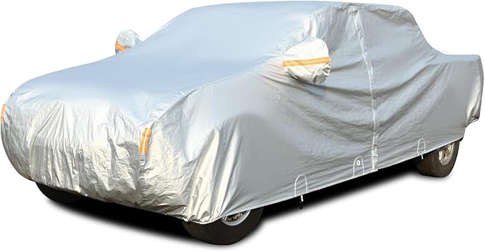 Tecoom Truck Cover Waterproof All Weather, 3 Layers Pickup Cover with Zipper Door/Lock, Full Exterior Covers Outdoor with Fleece Lining Cotton, Universal Fit Regular/Extended/supercrew Cab