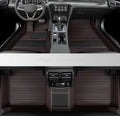Custom All-Weather Protection Leather Car Floor Mats for Cars Sedan SUV Sports Car Waterproof Floor Mat (3D Black red)