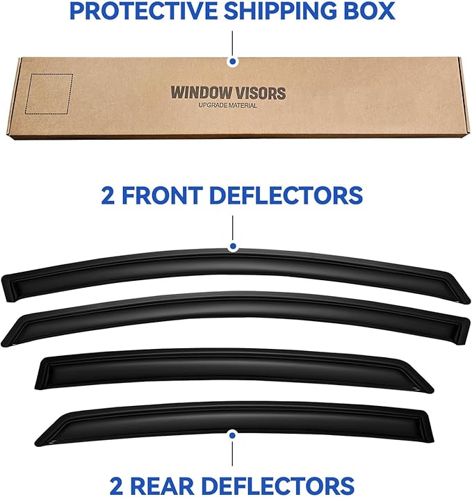 Window Visors Rain Guards for 2013 2014 2015 2016 2017 2018 2019 2020 Ford Fusion, Out-Channel Window Vent Wind Deflectors Visors Shades for 13-20 Fusion