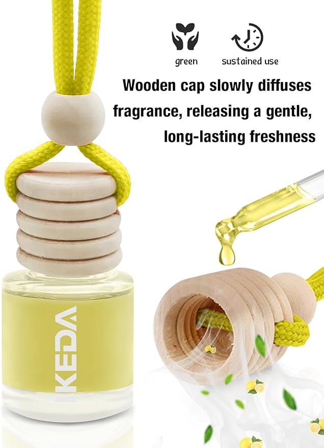 IKEDA Car Air Freshener, Car Fresheners for Men & Women, 45+Day Long Lasting Fragrance Hanging Air Fresheners Scents, with Clip, Perfect for Auto and Home,10ml, Lemon