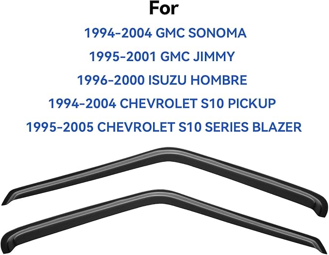 Window Visors Rain Guards for 1994-2004 Chevrolet S10/GMC Sonoma, Out-Channel Window Vent Wind Deflectors Visors Shades for 1995-2005 S10 Blazer/S15 Jimmy, 1996-2000 Isuzu Hombre, 2PCS