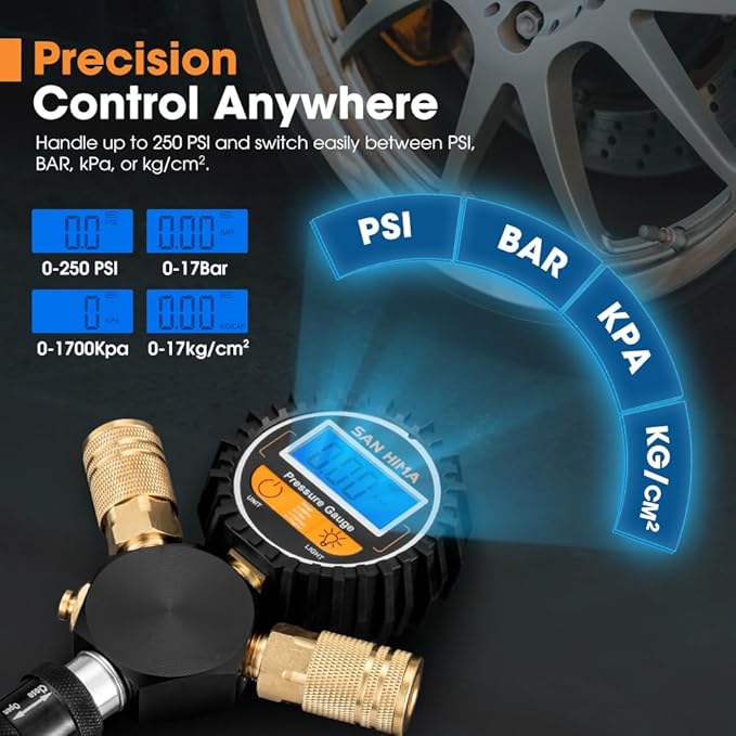 SanHima 4 Tire Inflation Deflation System - Fits up to 200" Wheelbase, Fast High Flow 4-Way Air Down Tire Inflator Deflator for Truck Car Trailer Motocycle