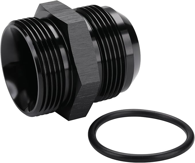 20AN Male Flare to 20AN ORB O-ring Boss Fuel Pump Rail Adapter Fitting Aluminum Black