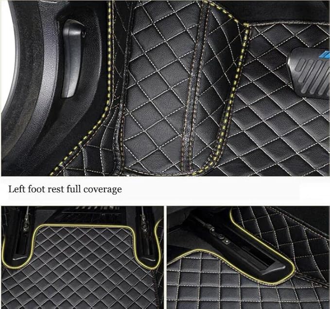 Custom All-Weather Protection Leather Car Floor Mats for Cars Sedan SUV Sports Car Waterproof Floor Mat (Black+Wine red)