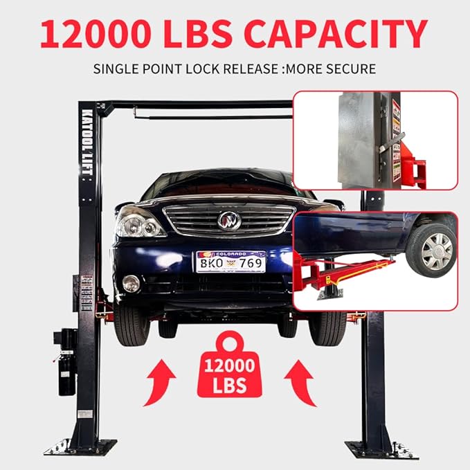 4.0HP 12000lbs Single Point Lock 2 Post Lift 220V AM120SD Car Lift Auto Lift Two Post Car Lift