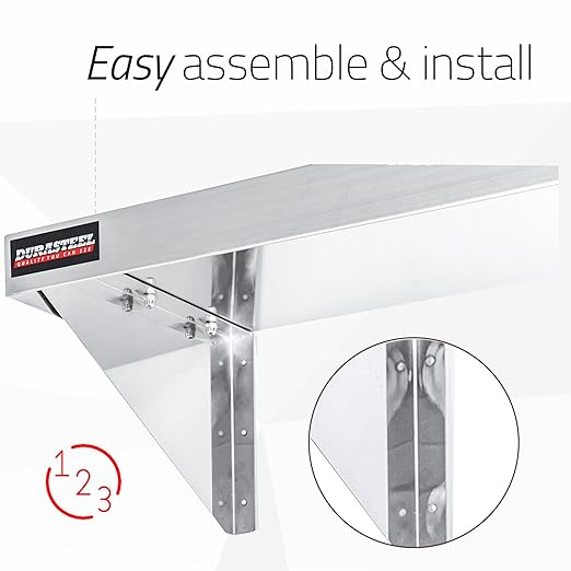 DuraSteel Stainless Steel Wall Mount Shelf 60" Wide x 14" Deep Commercial Grade - NSF Certified - Good for Restaurant, Bar, Home, Kitchen, Laundry, Garage and Utility Room
