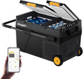 BougeRV 12 Volt Car Refrigerator, CRD2 43 Quart Portable Fridge Freezer with APP Control, -4℉ to 68℉ Dual Zone Compressor Electric Cooler 12/24V DC, 110~240V AC for Overlanding, Camping, RV, Truck