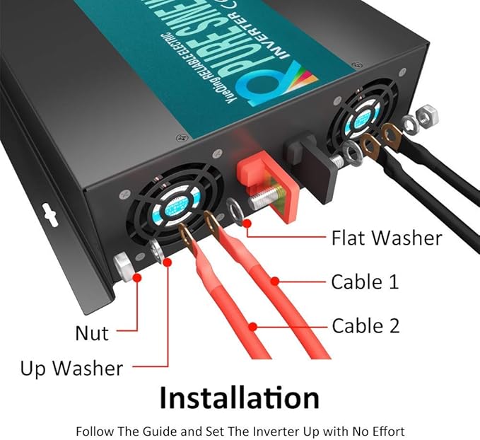 WZRELB Home Power Supply Off Grid Pure Sine Wave 12Vdc to 120Vac 60Hz 4000W Power inverter Off Grid Application Power Converter, (RBP400012B1)
