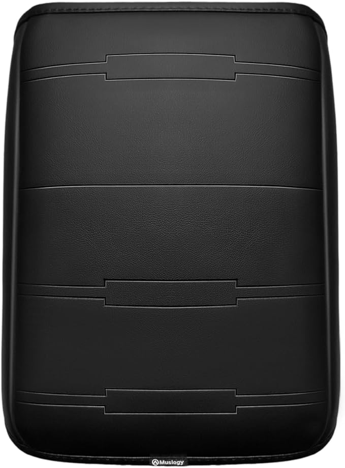 Muslogy Center Console Armrest Cover Compatible with 2017 2018 2019 2020 2021 2022 Honda CR-V Comfort Armrest Pad Arm Rest Cushion Vegan Leather Protector Black Regular Thick