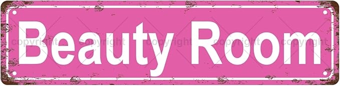 Beauty Room Space Vintage Metal Tin Street Sign Bar Cafe Garage Cave Home Room Wall Bathroom Farmhouse Garden Porch Patio Decor, 16 x 4 Inch