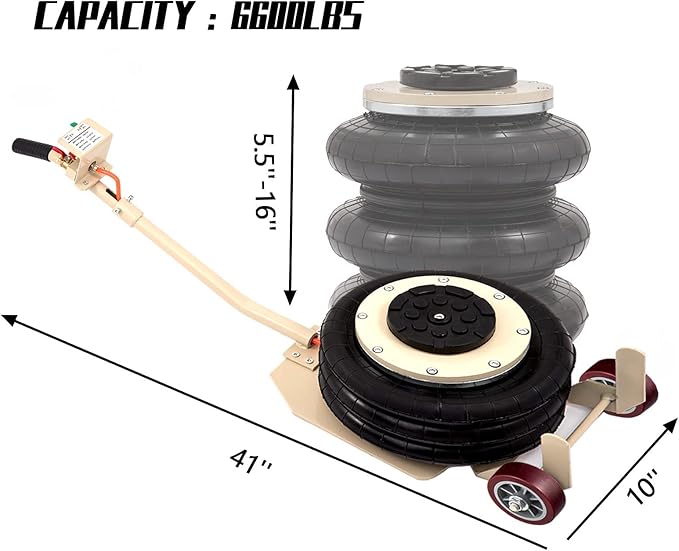 CXRCY 3 Ton Air Jack for Cars & Trucks - 6600LBS Capacity Pneumatic Airbag Jack with Long-Handle, Fast Lifting up to 16 Inch for Cars,Trucks (White Triple Bag Air Jack)