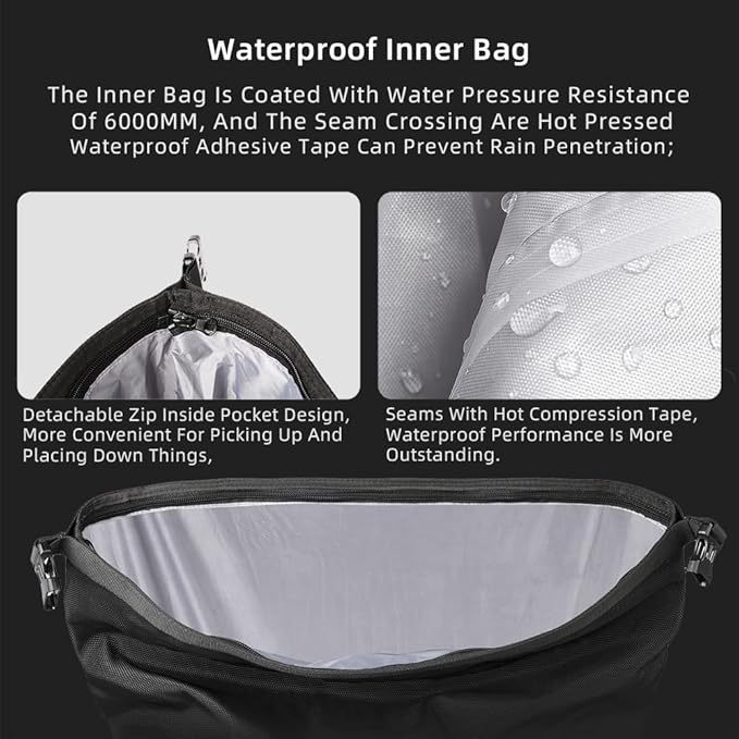 Rhinowalk Motorcycle Saddle Bag Waterproof Motor Pannier Bag Luggage Pack Quick Release Motorbike Side Bag 25L (Black)